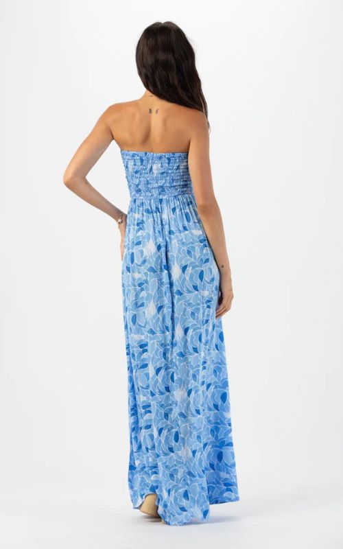 Emilia Maxi Dress Scattered Petals Sky, Maxi Dress by Tiare Hawaii | LIT Boutique