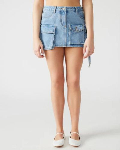Evalina Mini Skirt Blue Denim, Mini Skirt by Steve Madden | LIT Boutique
