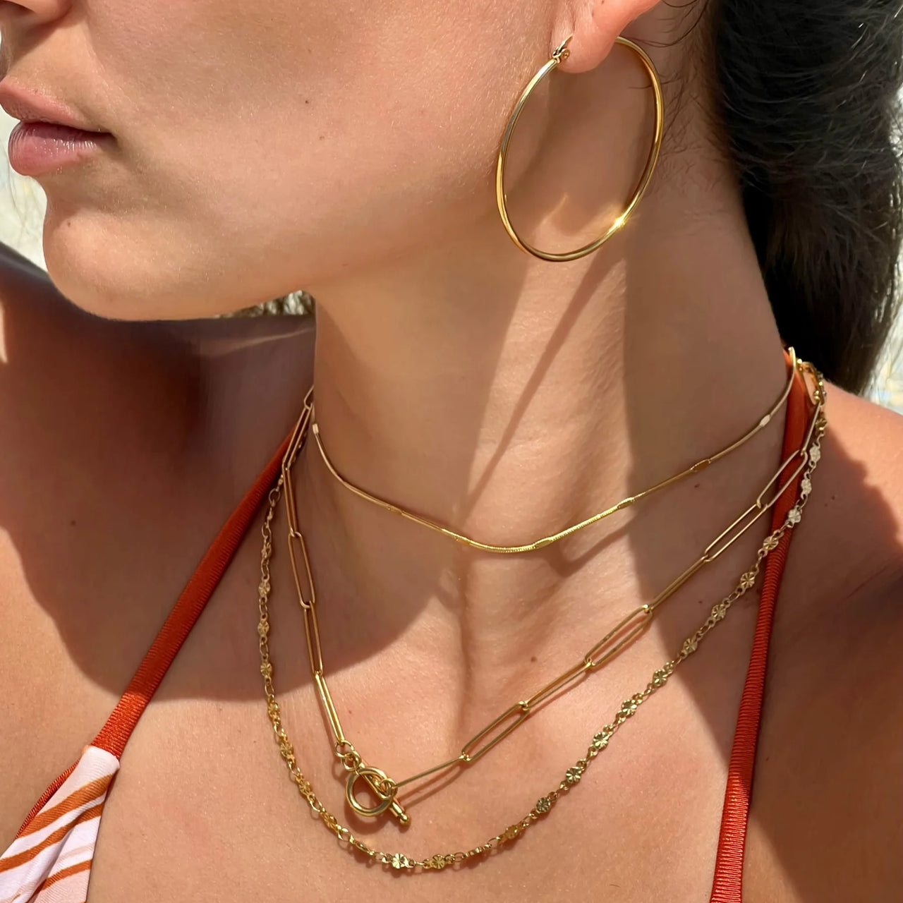 Laurette Large Hoop Earring Gold, Earring Jewelry by Ellie Vail | LIT Boutique