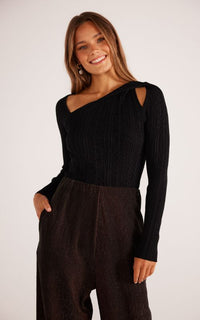 Thumbnail for Anikka Knit Top Black, Sweater by Mink Pink | LIT Boutique
