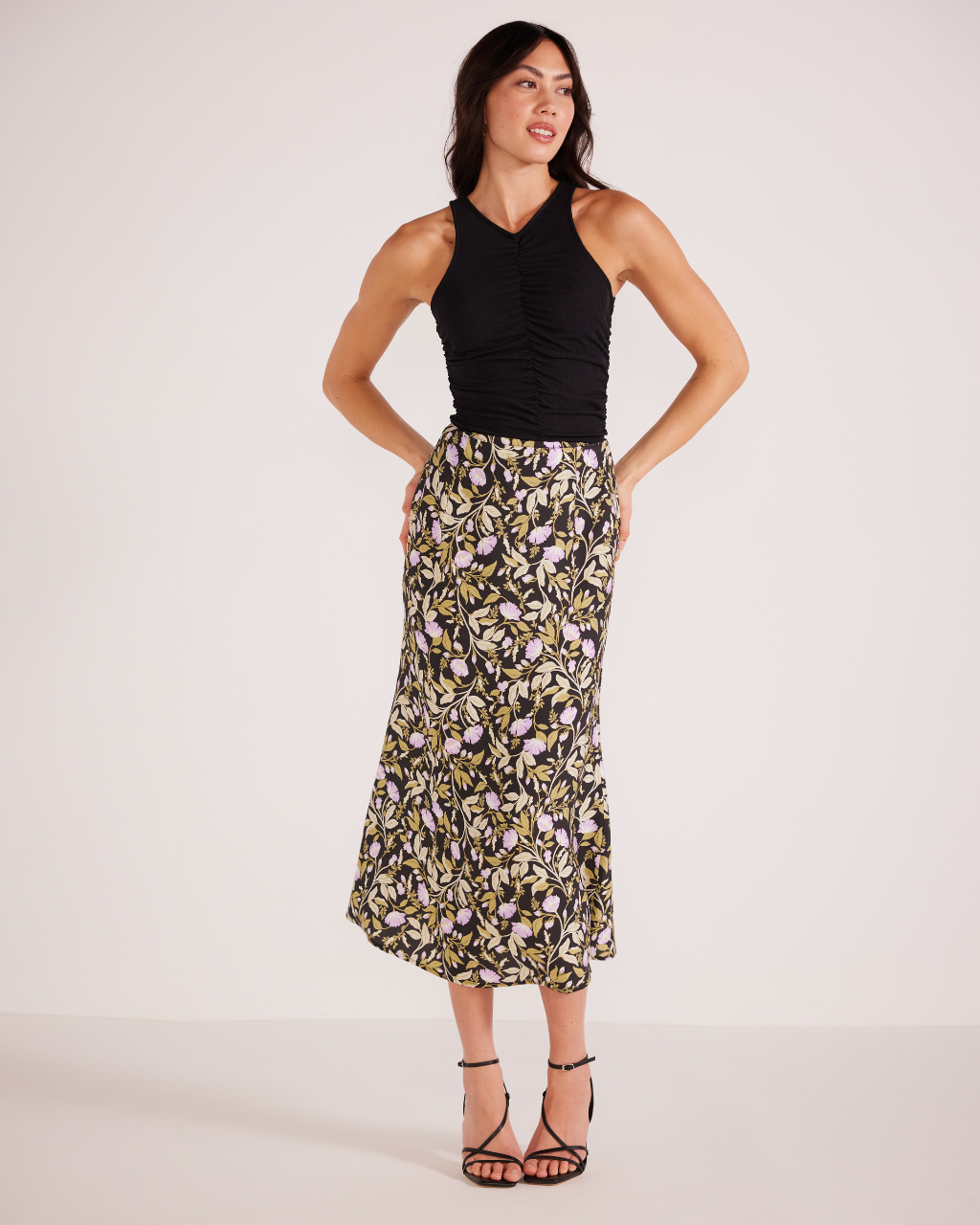 Nocturne Bias Slip Midi Skirt Lilac Floral, Midi Skirt by MinkPink | LIT Boutique