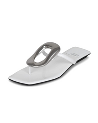 Thumbnail for Flat Ornament Thong Sandal White Silver, Flat Shoe by Jeffrey Campbell | LIT Boutique