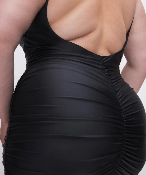 Satin Ruched Slip Mini Dress Black, Mini Dress by Good American | LIT Boutique