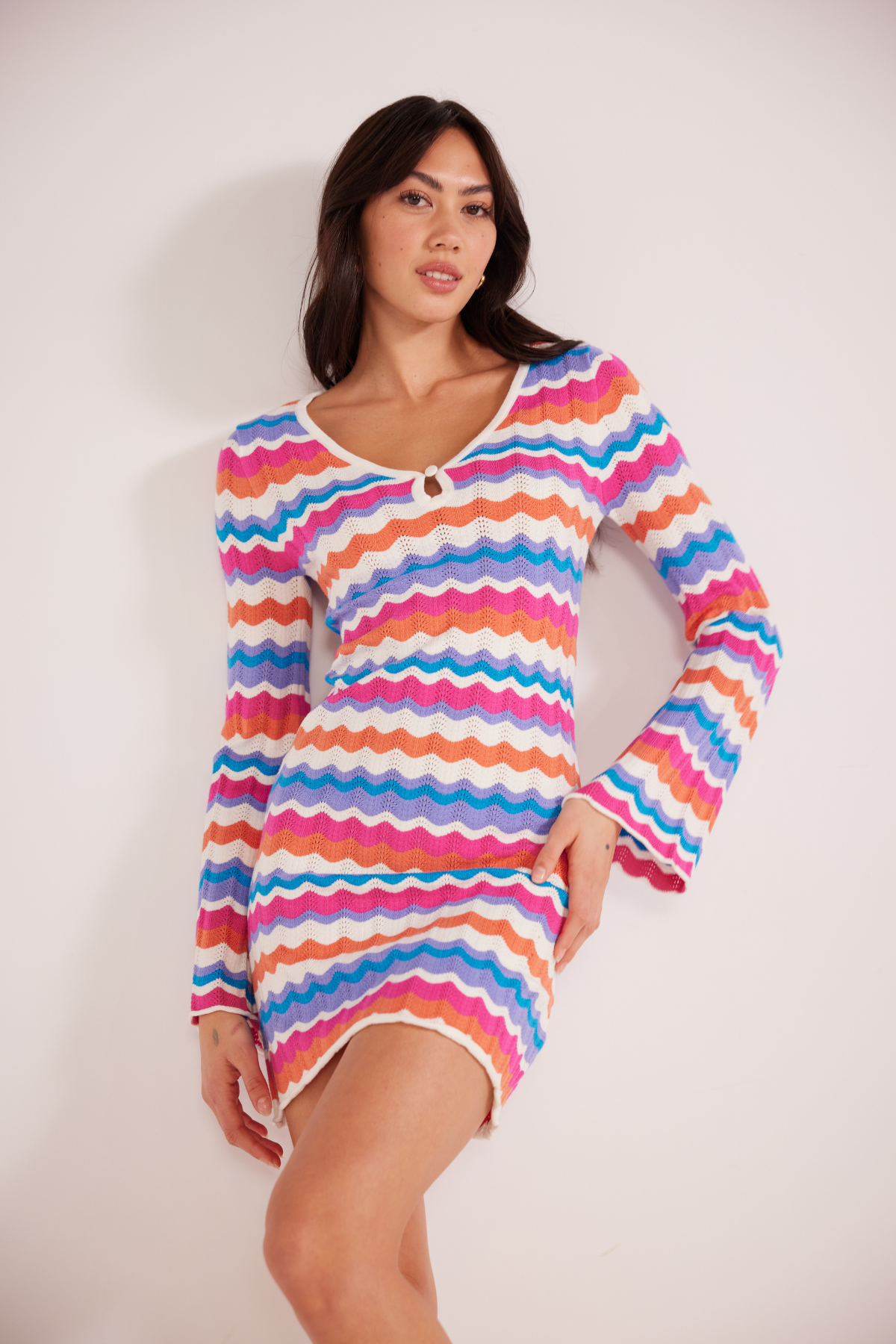 Wilma Pointelle Knit Dress, Mini Dress by MinkPink | LIT Boutique