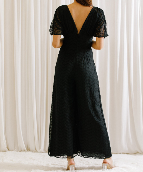 Eyelet Short Sleeve Jumpsuit, Jumpsuit Dress by Storia | LIT Boutique
