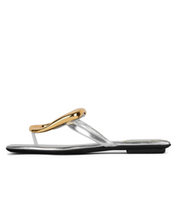 Thumbnail for Flat Ornament Thong Sandal Silver Gold, Flat Shoe by Jeffrey Campbell | LIT Boutique