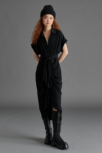 Thumbnail for Tori Knit Short Sleeve Black Dress, Dress by Steve Madden | LIT Boutique
