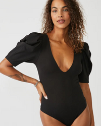 Thumbnail for Va Va Voop Black Bodysuit, Bodysuit Blouse by Free People | LIT Boutique