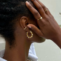 Thumbnail for Nicoletta Pearl Hoop Earing, Earring Jewelry by Ellie Vail | LIT Boutique