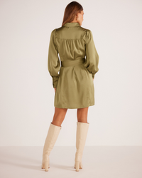 Thumbnail for Anissa Mini Shirtdress Khaki, Mini Dress by Mink Pink | LIT Boutique