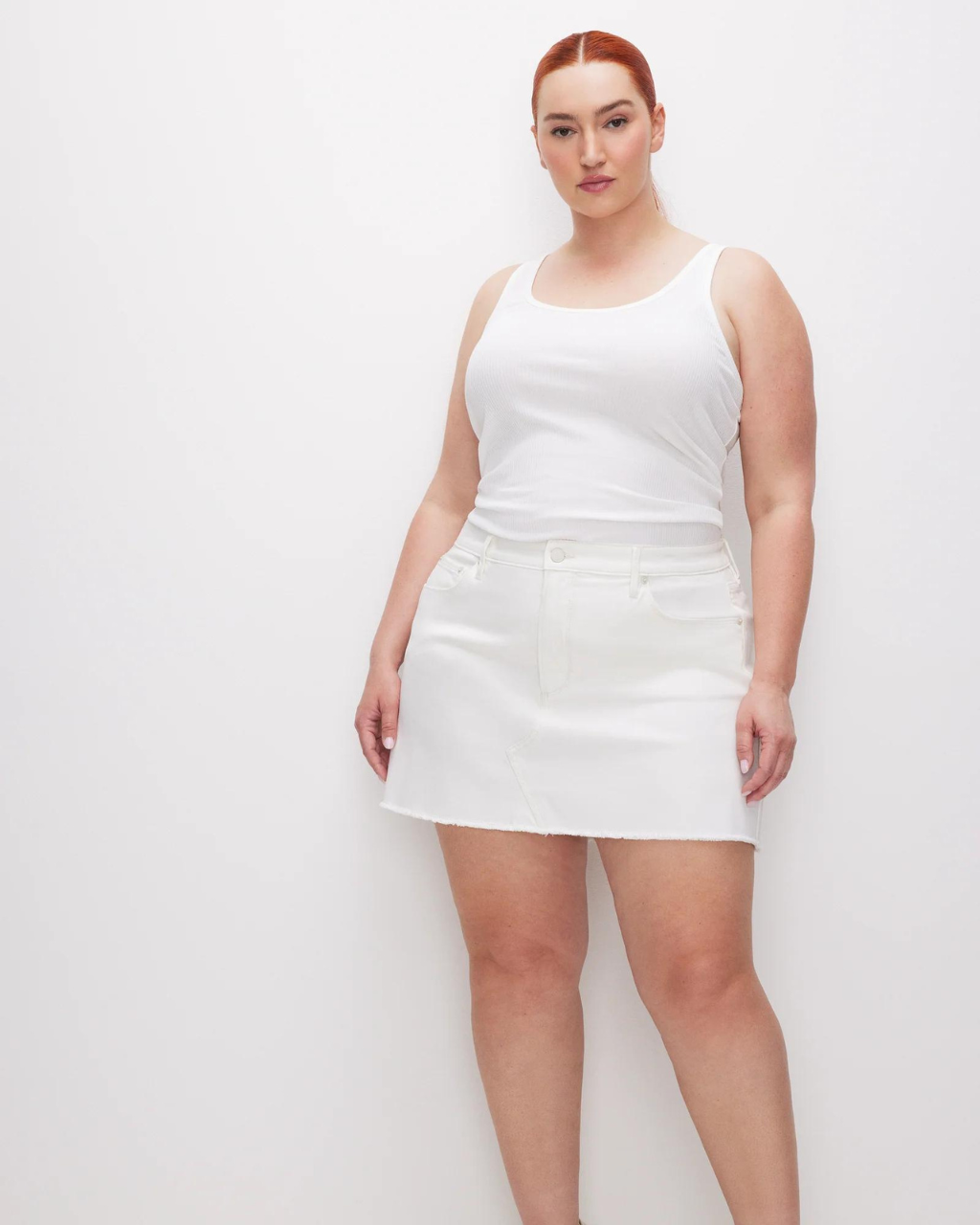 Denim Uniform Mini Skirt Cloud White, Mini Skirt by Good American | LIT Boutique