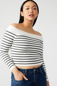 Thumbnail for Ressi Sweater Ivory Stripe, Sweater by Steve Madden | LIT Boutique
