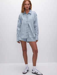 Thumbnail for Denim Weekender Shirt Indigo, Long Blouse by Good American | LIT Boutique
