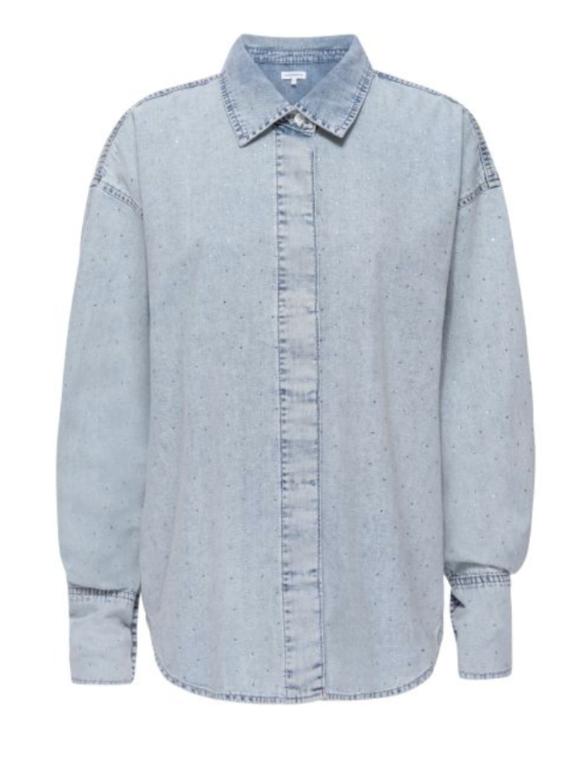 Denim Weekender Shirt Indigo, Long Blouse by Good American | LIT Boutique