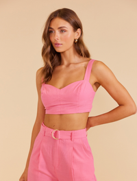 Thumbnail for Kalani Bodice Crop Top Pink, Tank Blouse by Mink Pink | LIT Boutique