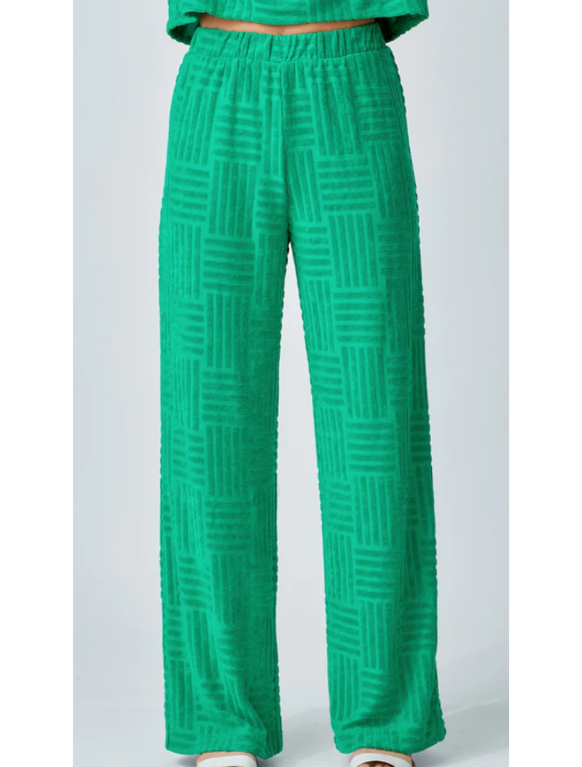 Gia Textured Terry Pants Green, Pant Bottom by Polagram | LIT Boutique
