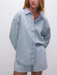 Thumbnail for Denim Weekender Shirt Indigo, Long Blouse by Good American | LIT Boutique