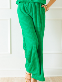 Thumbnail for Gia Textured Terry Pants Green, Pant Bottom by Polagram | LIT Boutique