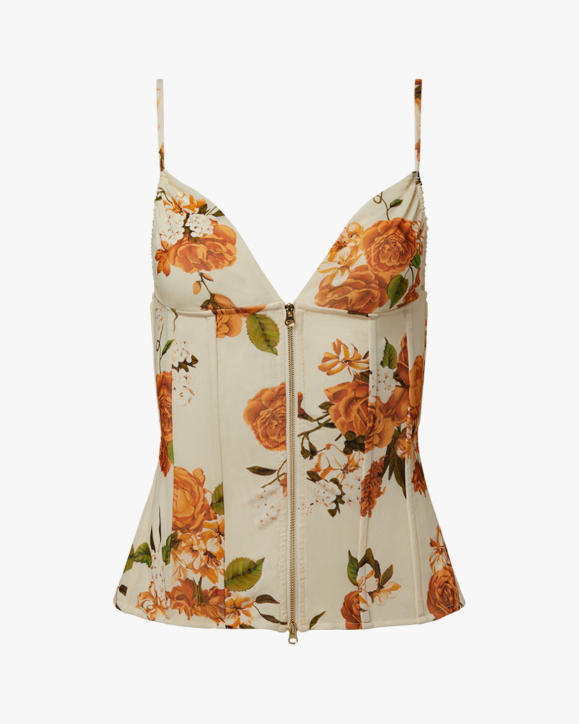 Deep Sunset Floral Zip Corset, Tank Blouse by We Wore What | LIT Boutique