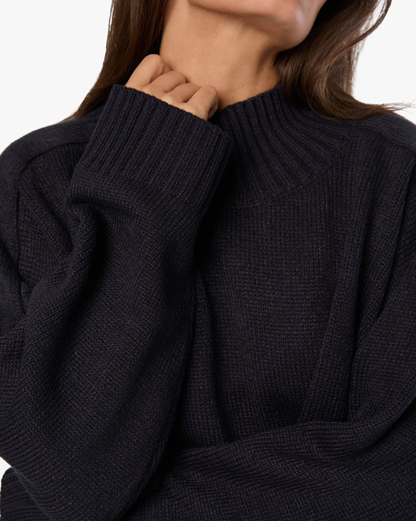 Oversized Funnel Neck Sweater Navy, Sweater by We Wore What | LIT Boutique