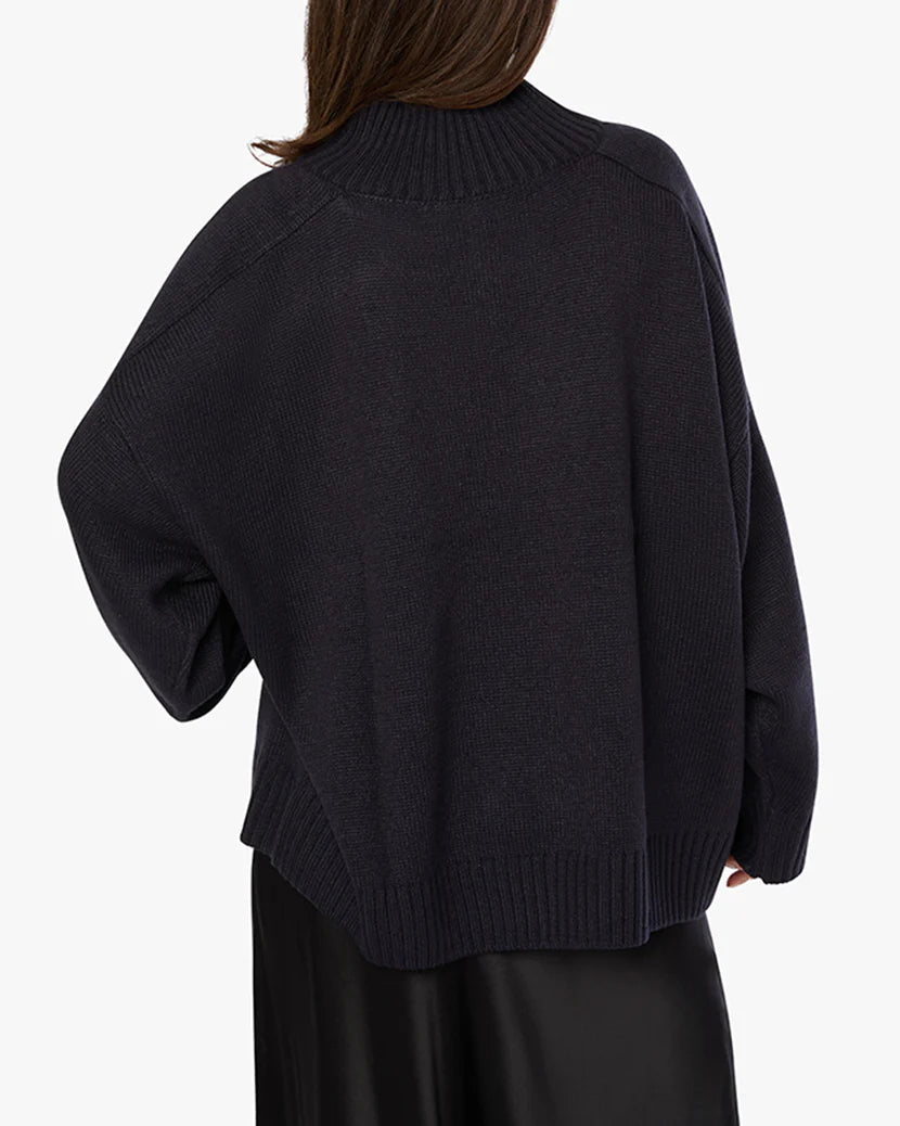 Oversized Funnel Neck Sweater Navy, Sweater by We Wore What | LIT Boutique