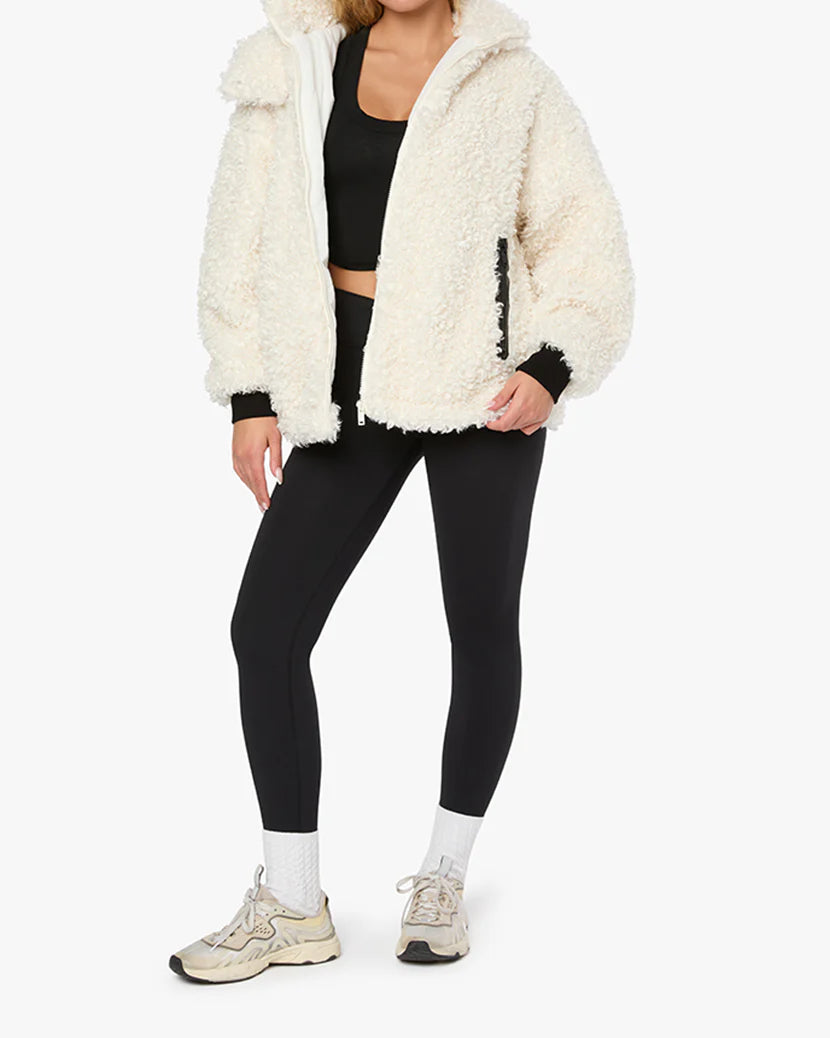 Sherpa Hooded Jacket Ivory, Coat Jacket by We Wore What | LIT Boutique