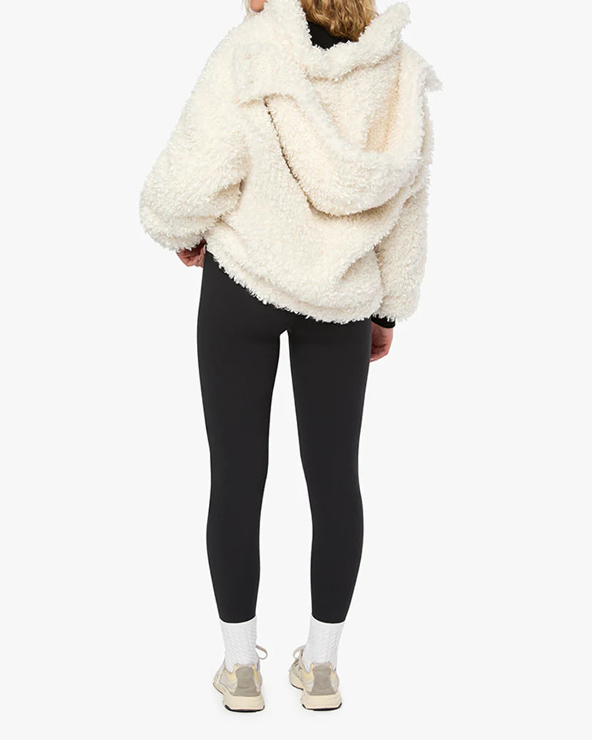 Sherpa Hooded Jacket Ivory, Coat Jacket by We Wore What | LIT Boutique