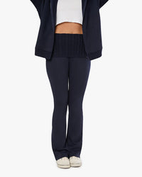 Thumbnail for Cable Knit Roll Over Pant Navy, Pant Bottom by We Wore What | LIT Boutique