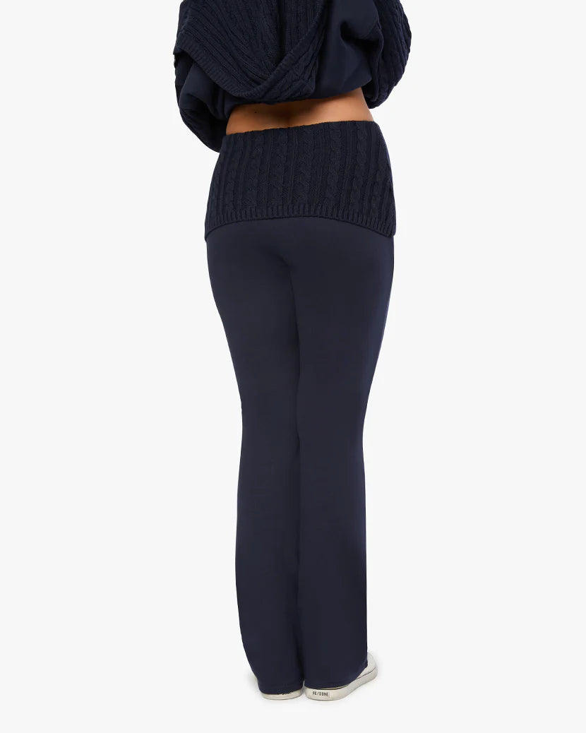 Cable Knit Roll Over Pant Navy, Pant Bottom by We Wore What | LIT Boutique