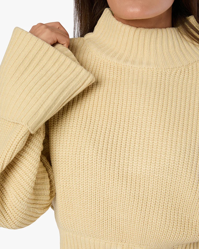 Cropped Turtle Neck Sweater Wheat, Sweater by We Wore What | LIT Boutique