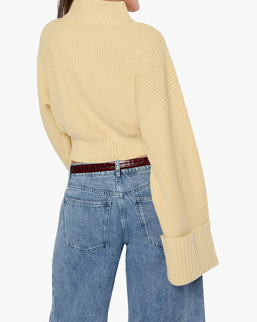 Cropped Turtle Neck Sweater Wheat, Sweater by We Wore What | LIT Boutique