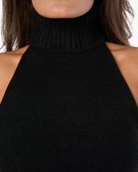 Thumbnail for Open Back Halter Sweater Top Black, Sweater by We Wore What | LIT Boutique