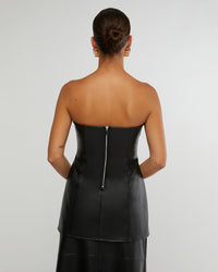 Thumbnail for Black Vegan Leather Strapless Square Top, Tank Blouse by We Wore What | LIT Boutique