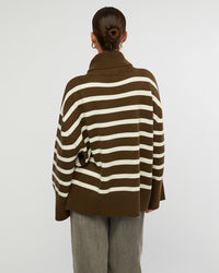 Thumbnail for Acrylic Olive Striped Turtle Sweater, Sweater by We Wore What | LIT Boutique