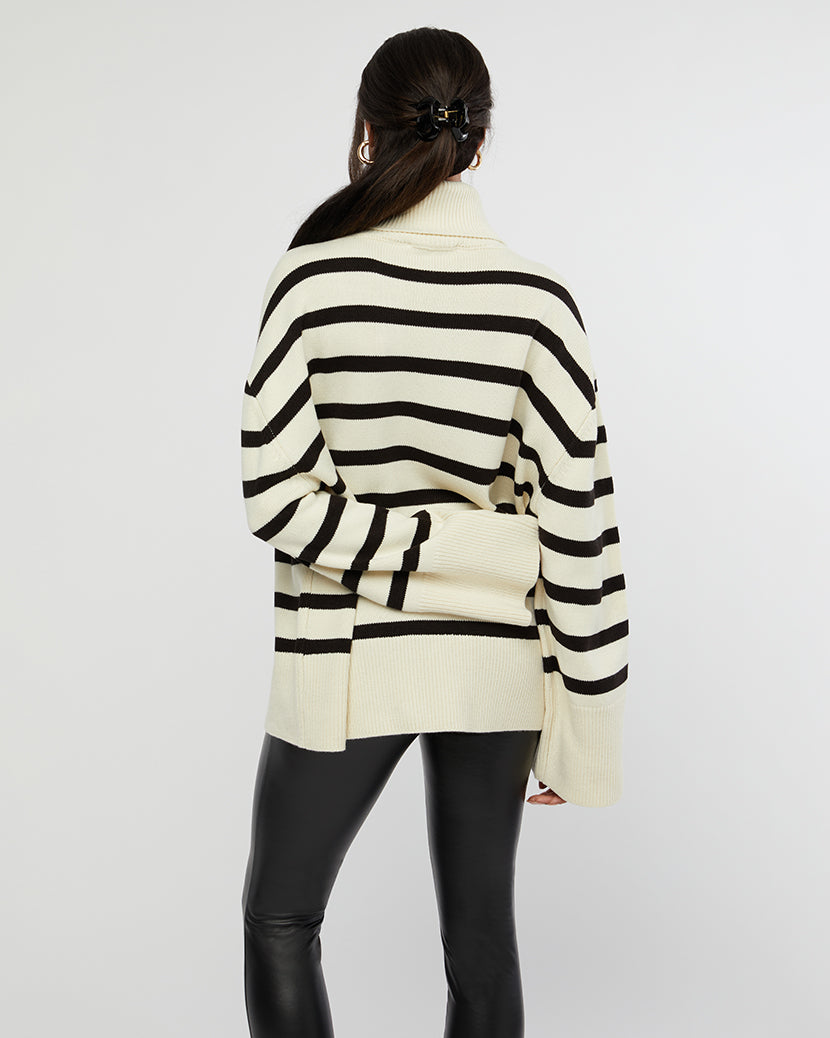 Acrylic White Striped Turtle Sweater, Sweater by We Wore What | LIT Boutique