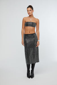 Thumbnail for Geo Crystal Midi Skirt Black, Midi Skirt by We Wore What | LIT Boutique