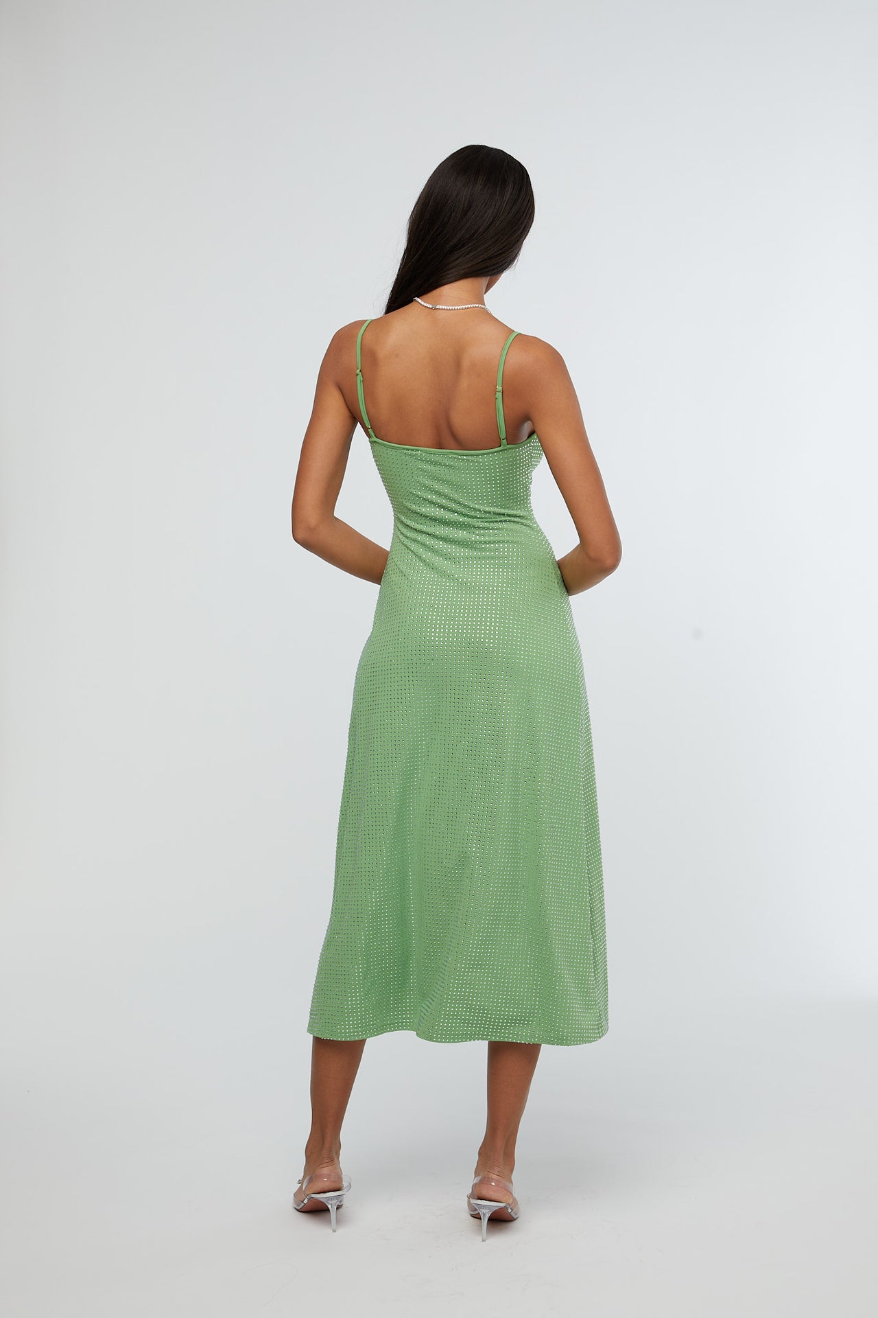 Print Me Green  Strappy Mesh Midi Dress – Statement Piece NY