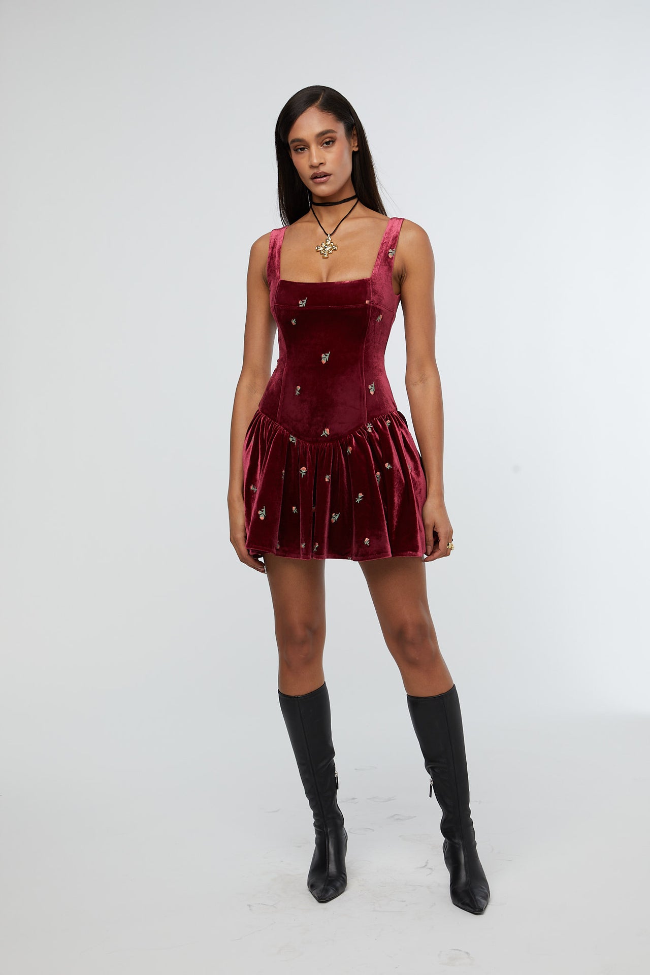 Corset Peplum Mini Dress Burgundy, Mini Dress by We Wore What | LIT Boutique