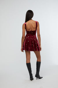 Thumbnail for Corset Peplum Mini Dress Burgundy, Mini Dress by We Wore What | LIT Boutique