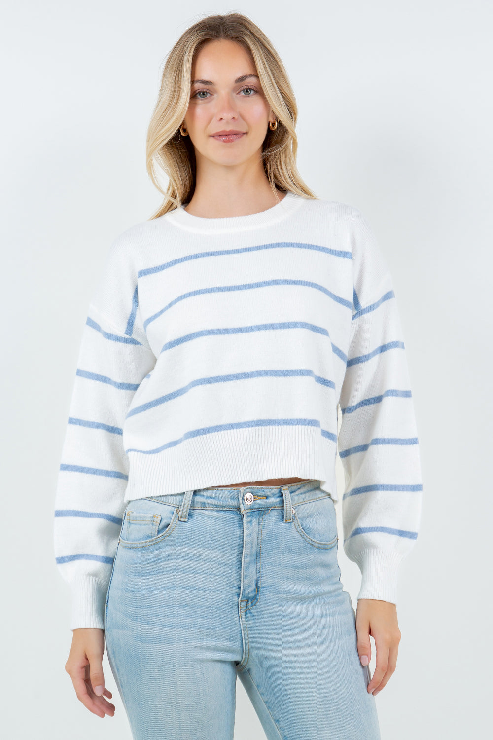 Seeing Stripes Sweater White Blue