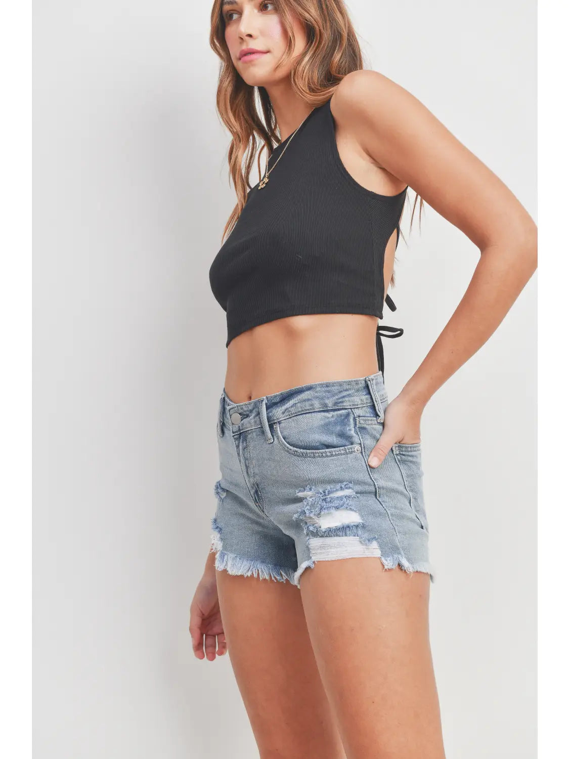 Chill Out Low Rise Short Light Blue, Shorts by JUST BLACK | LIT Boutique