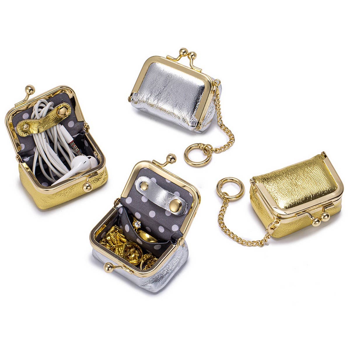 Portable Leather Jewelry Case – Cute & Compact_CUAB00391: Silver / (OS) 2,  by Refine | LIT Boutique
