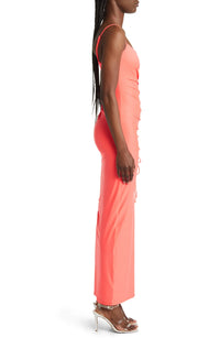 Thumbnail for Satin Ruched Slip Maxi Dress Coral, Maxi Dress by Good American | LIT Boutique