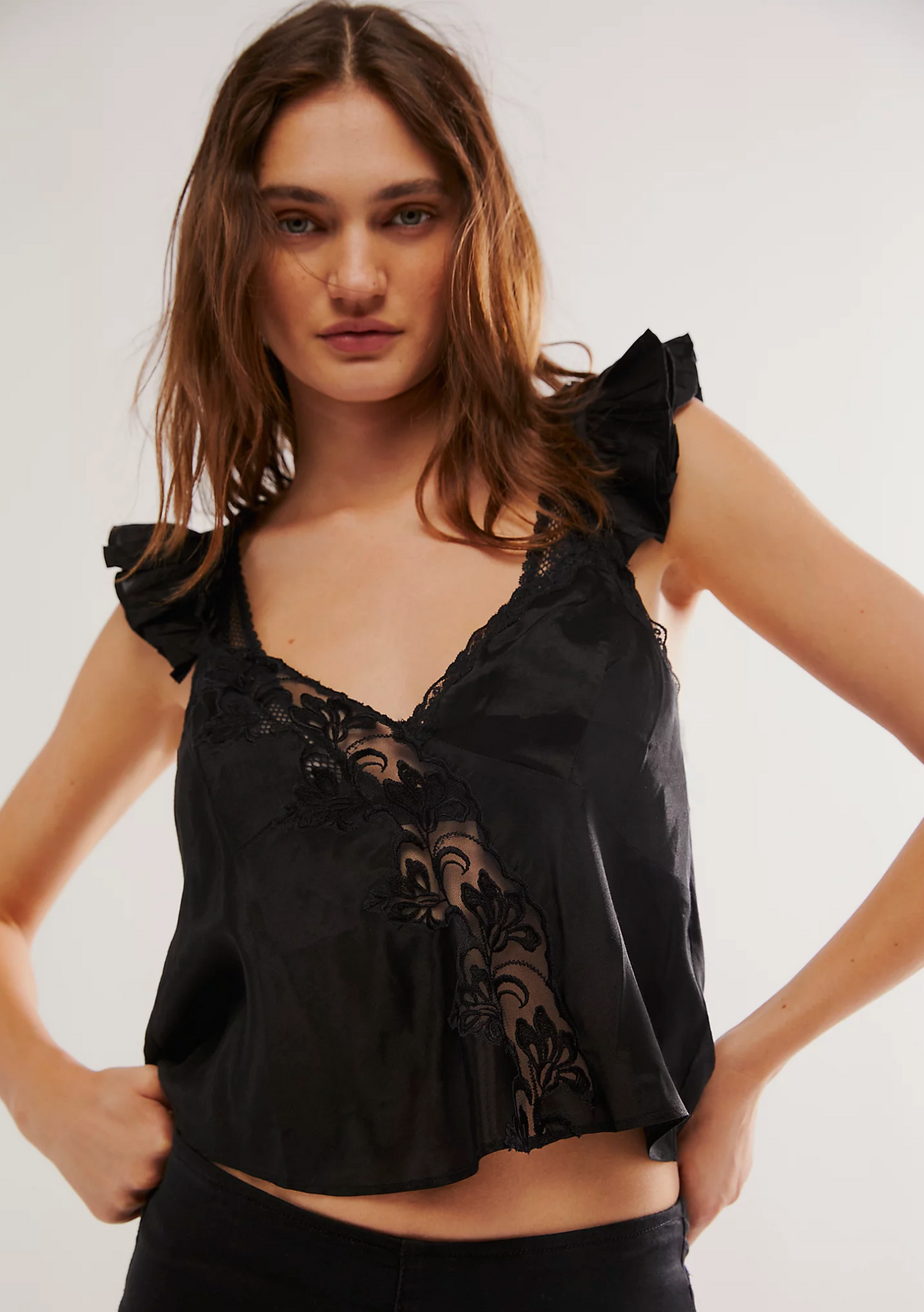 Harmony Lace Tank Black, Tank Blouse by Free People | LIT Boutique