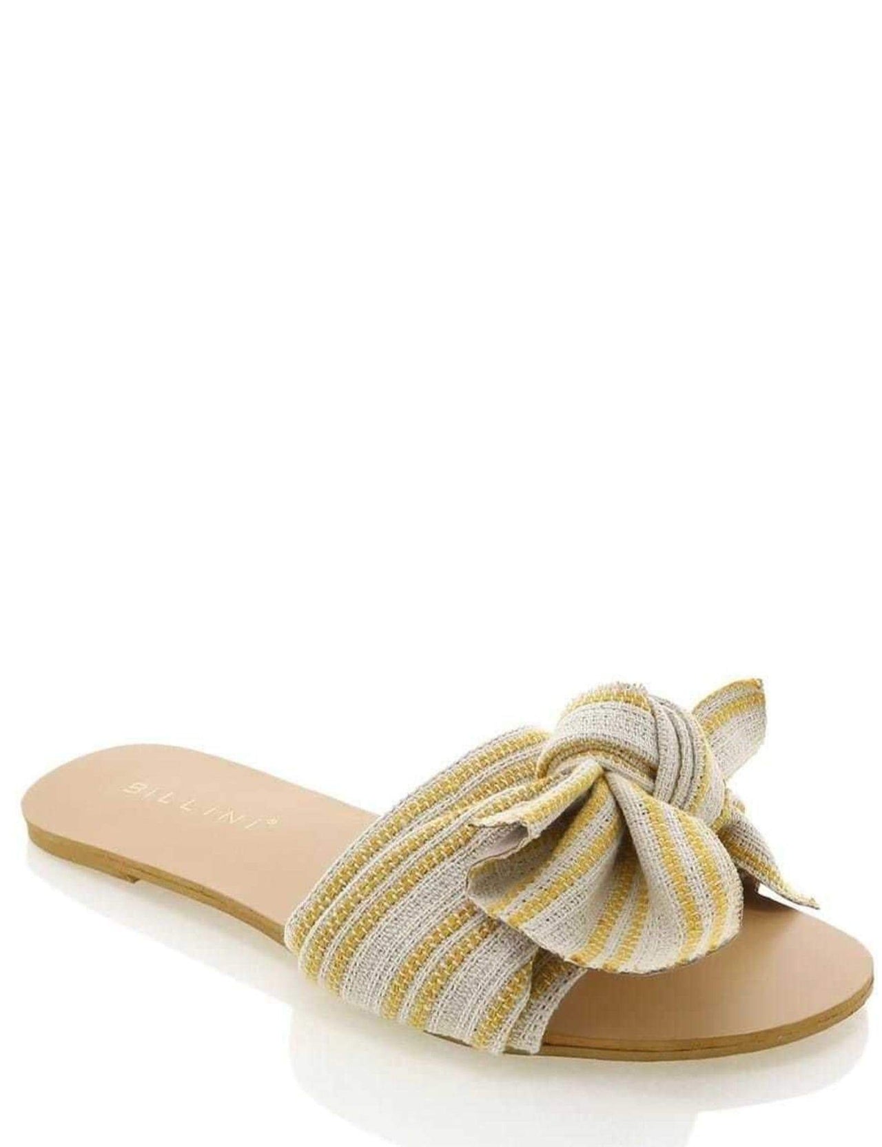 Alpha Stripe Sandal Mustard, Flat Shoe by Billini | LIT Boutique