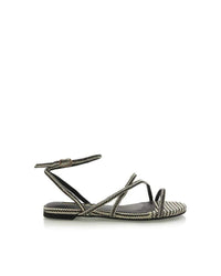 Thumbnail for Denver Zigzag Sandal Black and White, Flat Shoe by Billini | LIT Boutique