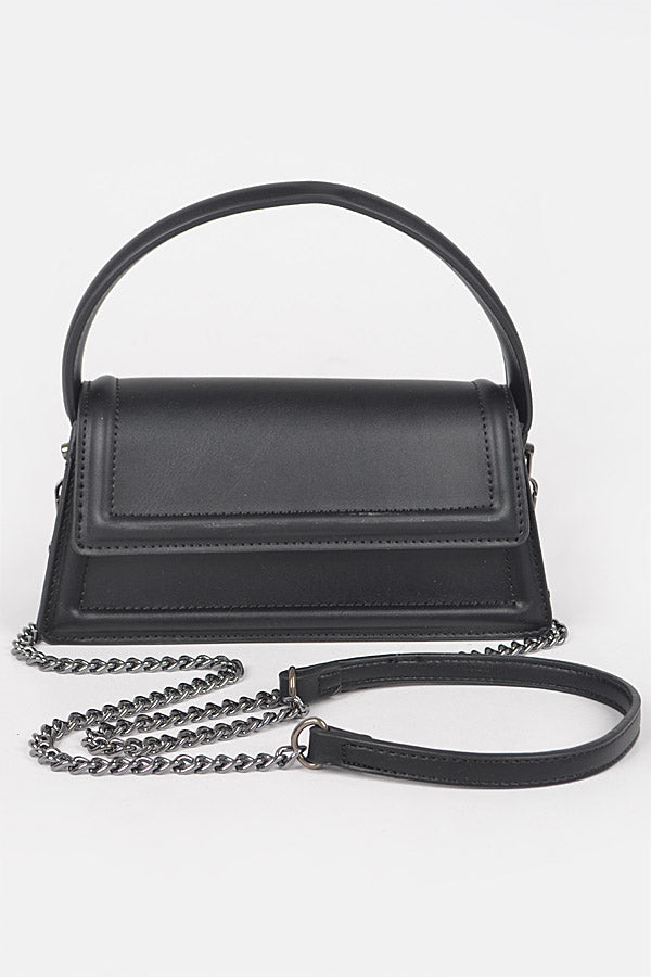 Black Vegan Leather Purse with Chain, Daytime Bag by H&D Accessories | LIT Boutique