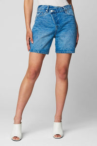 Thumbnail for Fare Warning Crossover Denim Short, Denim Shorts by Blank NYC | LIT Boutique