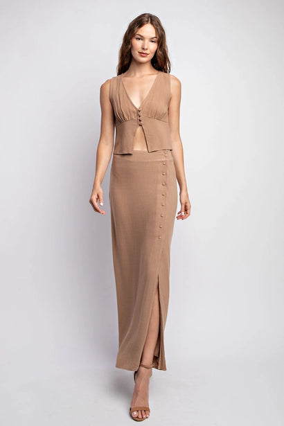 V-Neck Hardware One-Piece Swimsuit