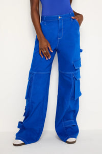 Thumbnail for Light Compression Cargo Jeans Wave Blue, Pant Bottom by Good American | LIT Boutique